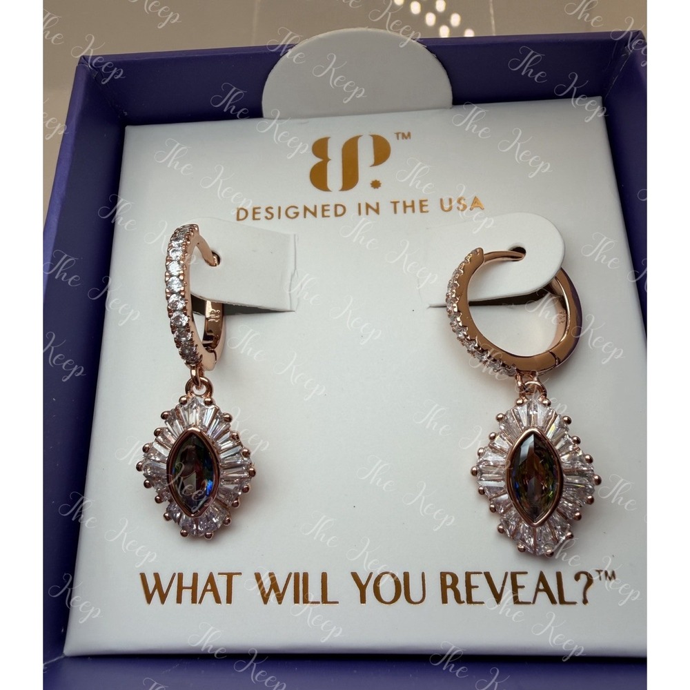 Bomb Party June Earrings - ER76940 The Medallion Drops - Alexandrite / Rose Gold